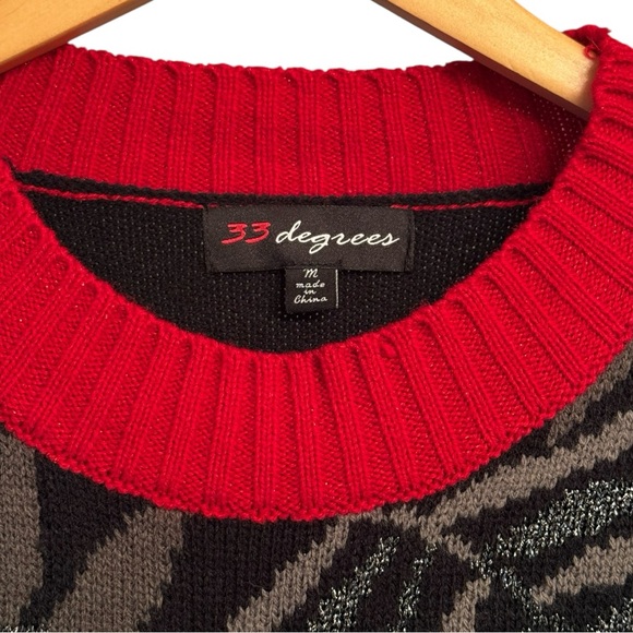 33 Degrees Ugly Christmas Flamingo Tree Pullover Sweater Size Medium Oversized - Picture 3 of 9